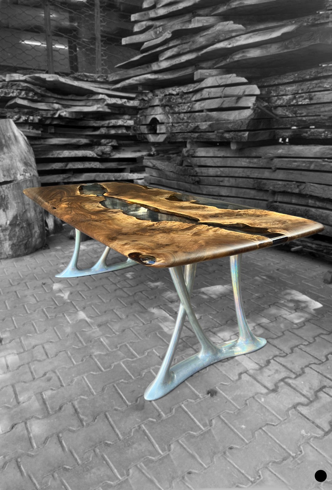 86" silver leg resin dining table