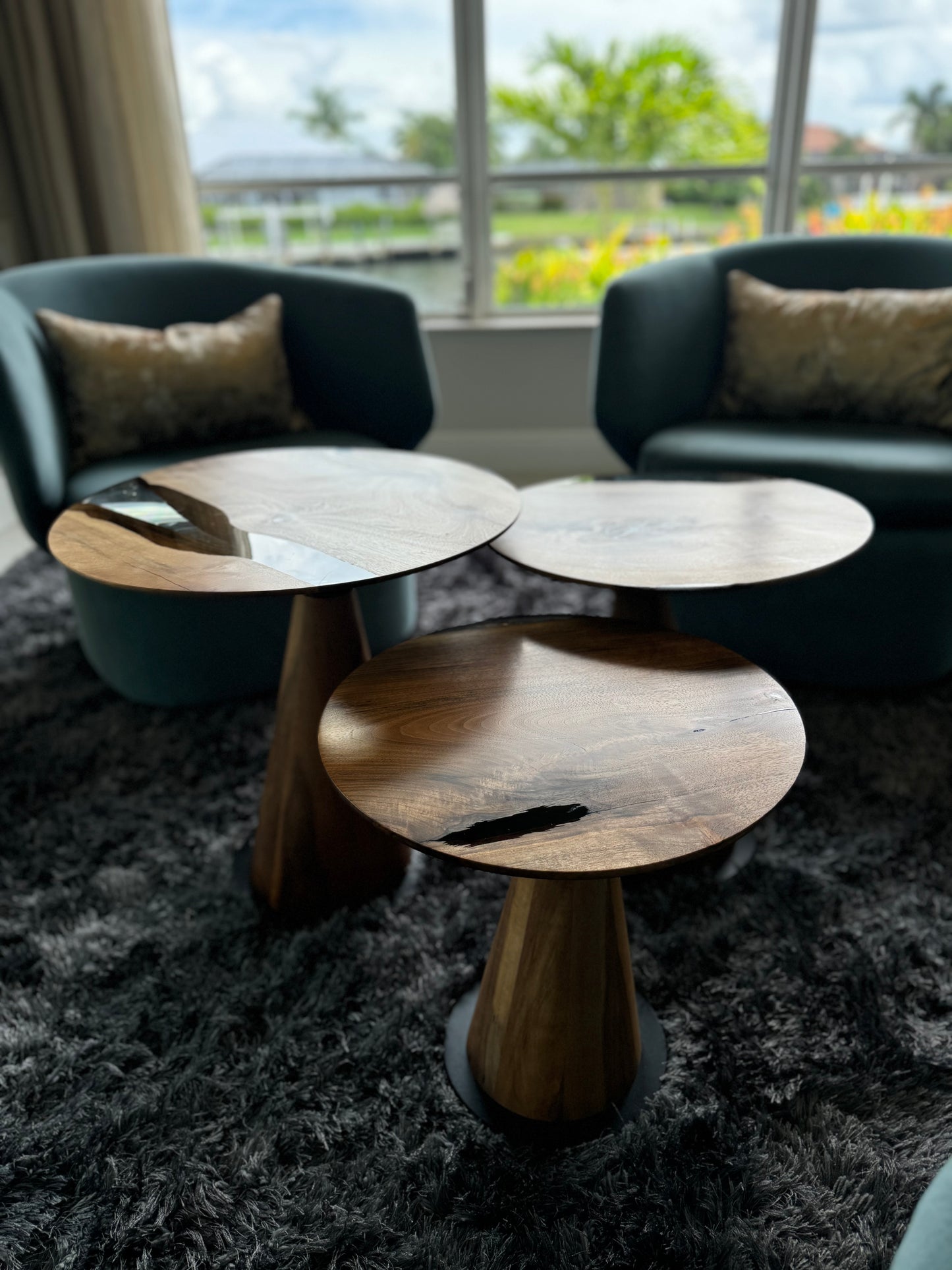 Resin Nesting Tables - Versatile Zigzag Epoxy Coffee Table Set