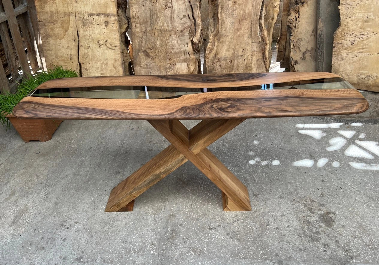 Live Edge Console Table with Resin