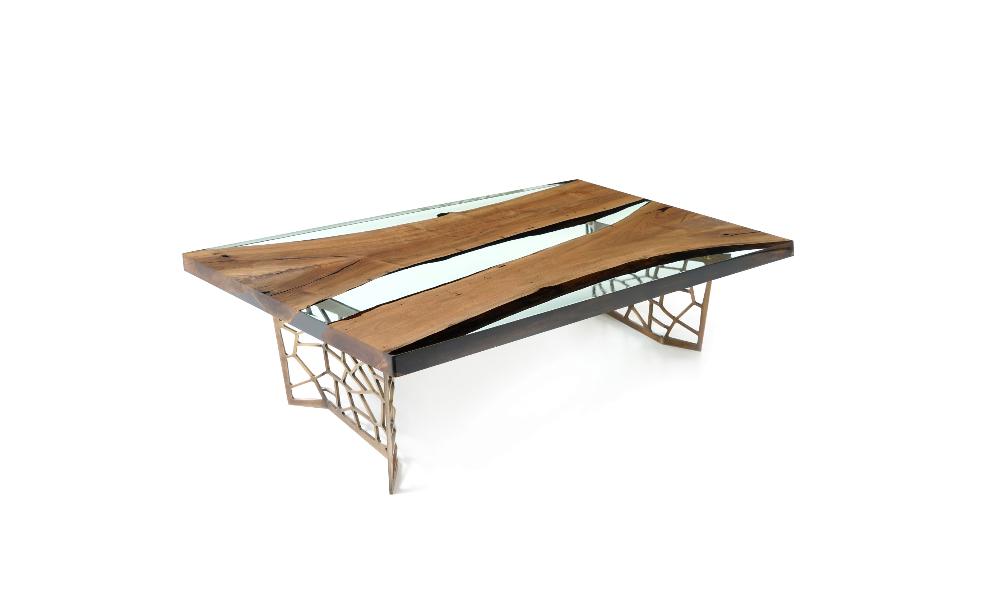 Modern Custom Epoxy Resin Walnut Coffee Table