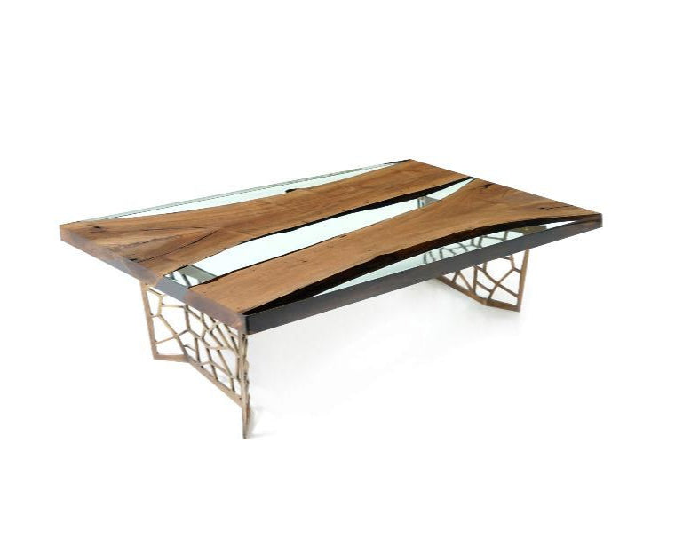 Modern Custom Epoxy Resin Walnut Coffee Table