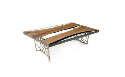 Modern Custom Epoxy Resin Walnut Coffee Table