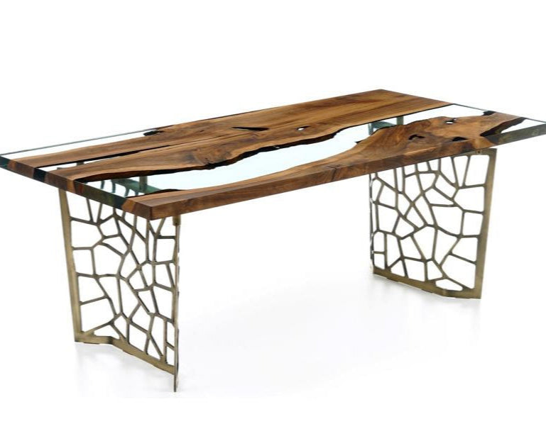 Resin Walnut River Dining Room Table