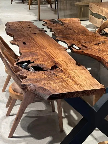 live edge chestnut wood table