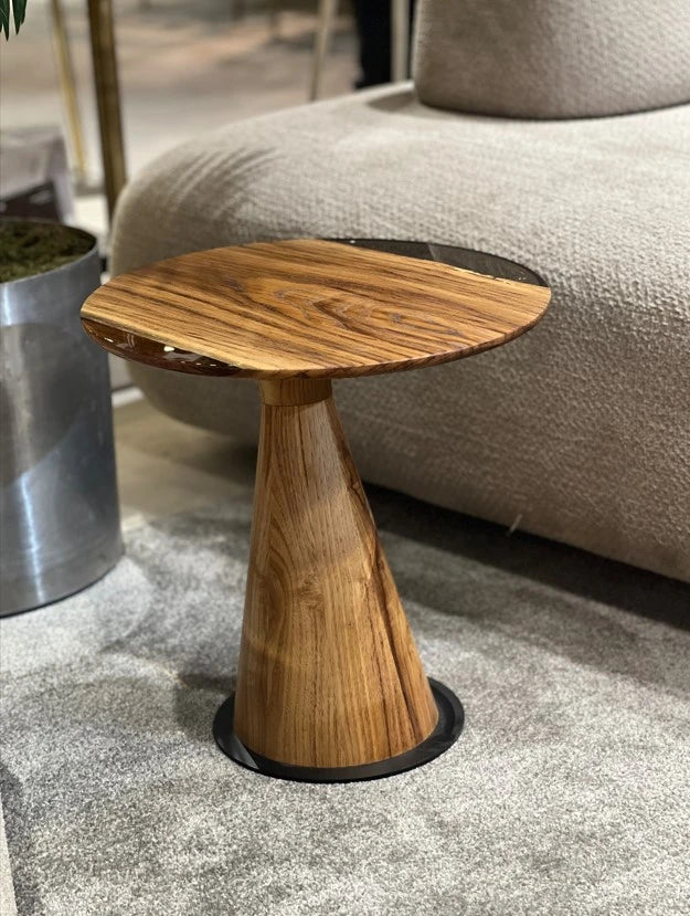 mushroom chestnut solid wood epoxy end table