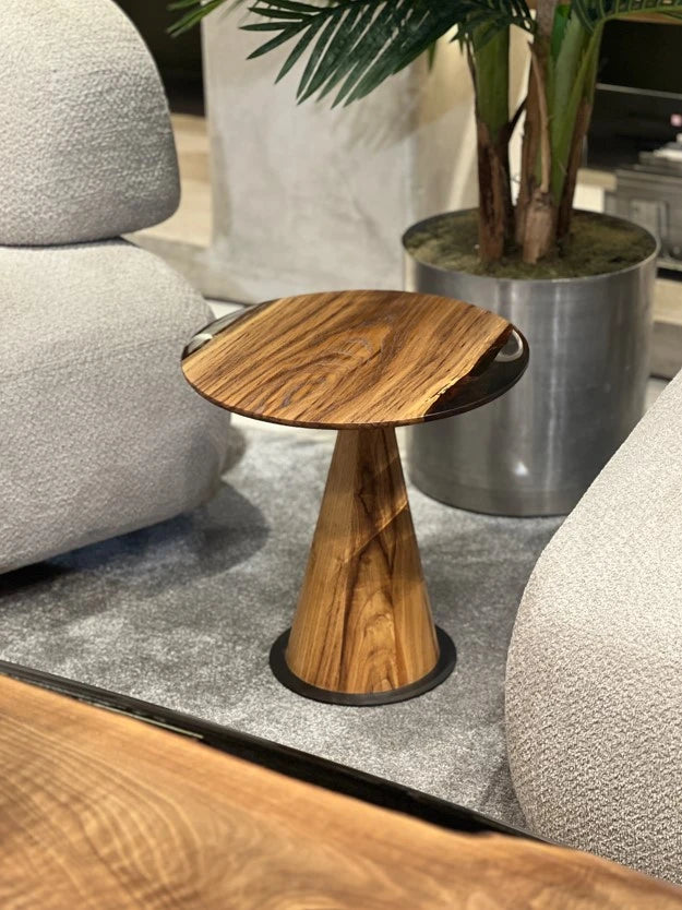 mushroom chestnut solid wood epoxy side table