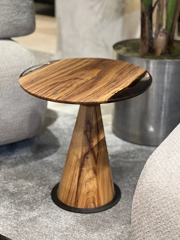 mushroom solid wood epoxy side table