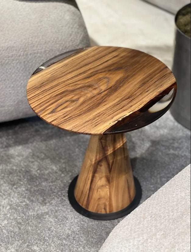 mushroom walnut solid wood epoxy side table