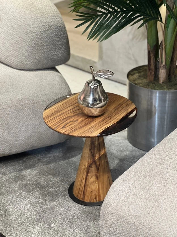 mushroom walnut solid wood resin nesting table