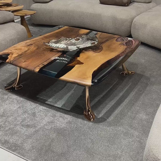 Luxury Epoxy Resin River Walnut Coffee Table