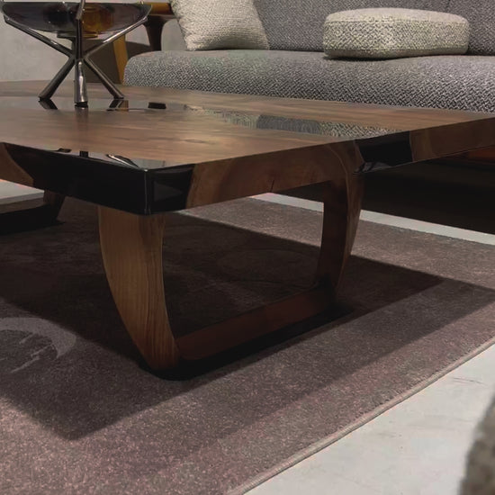 handcrafted smoked color resin coffee table