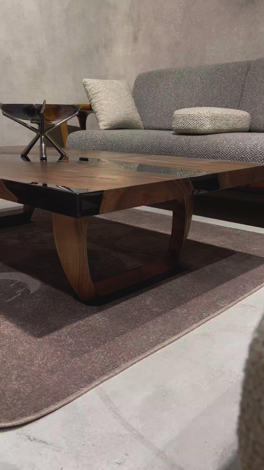 handcrafted smoked color resin coffee table