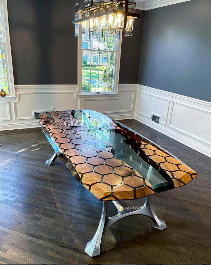 resin Hexagon honey comb Dining Table