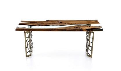 walnut epoxy resin dining table