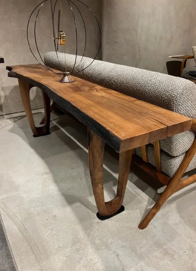 walnut rustic sofa table